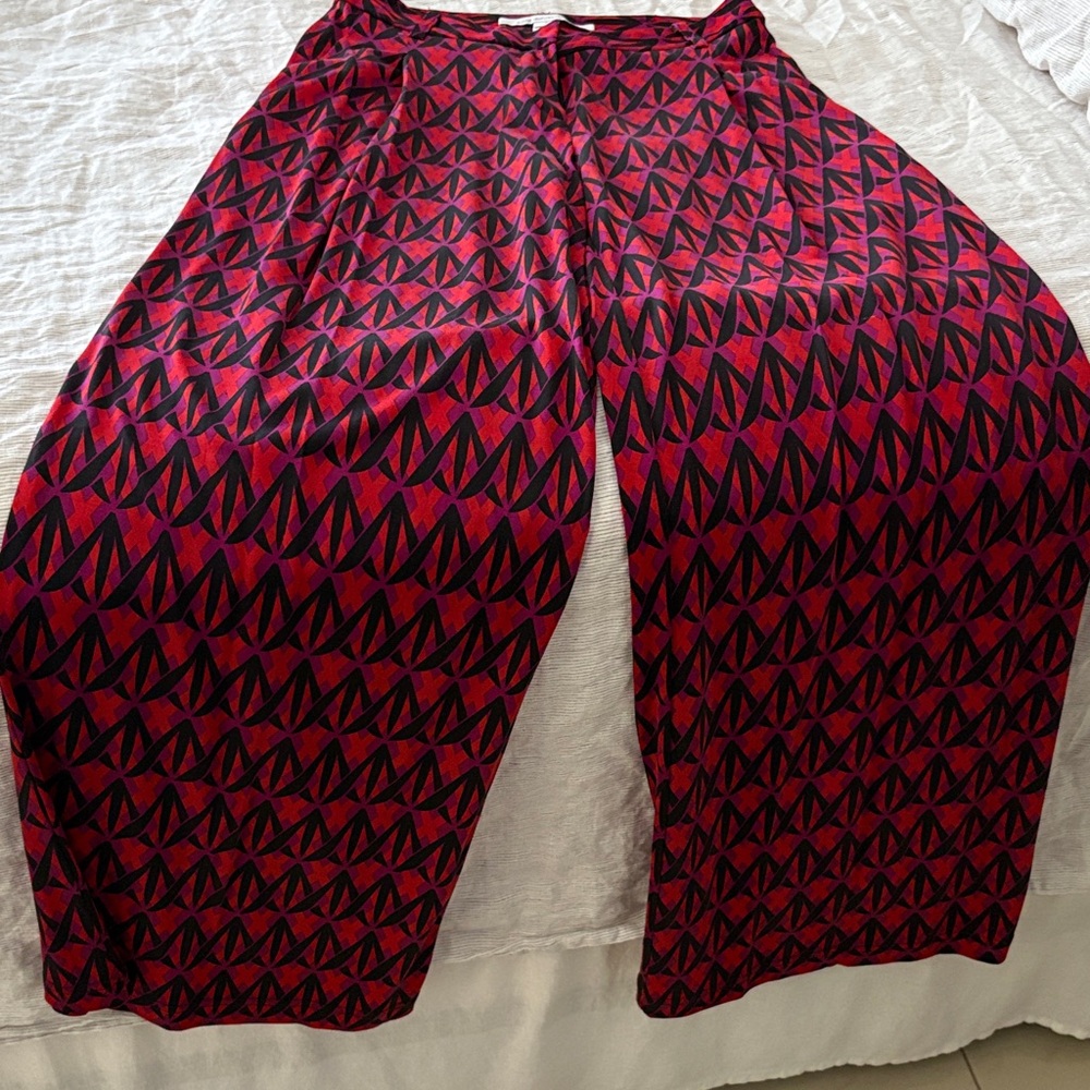Diane Von Furstenberg Red and Purple Patterned Pants